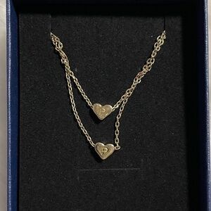 Initial "P" in Heart Necklace
